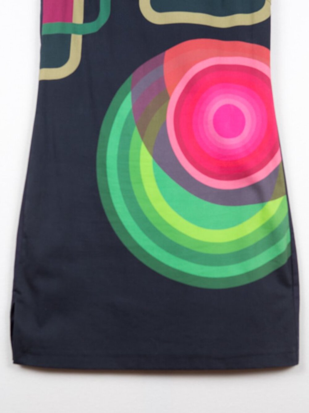 Desigual Retro Geometric Target Shift Dress Navy Blue Cotton Blend Size US 8 - Picture 4 of 12